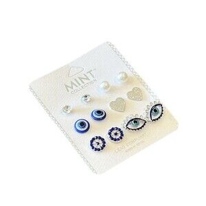 Evil Eye Earrings & Various Stud Earrings Mix (6 Pairs)